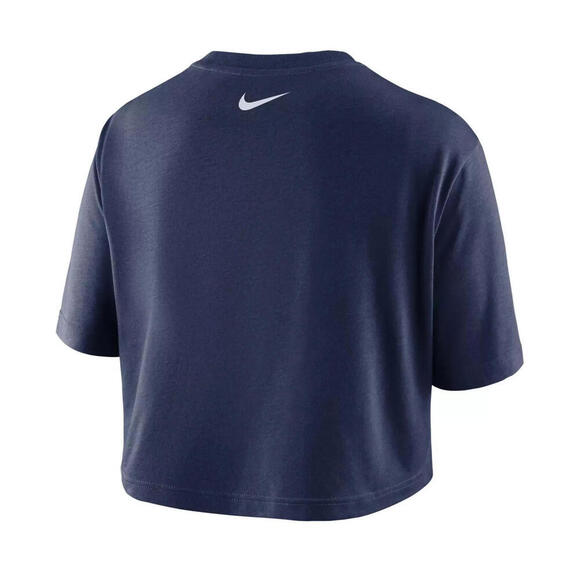 New Nike Women's Navy  Pocketed Cropped Logo Graphic Short Sleeve Top, Size - M - Picture 2 of 2